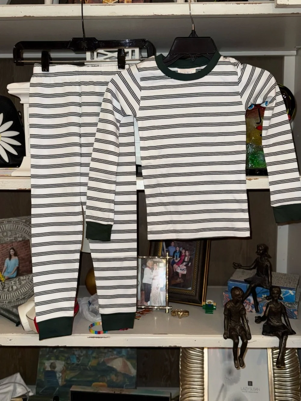 LAKE kids size 6 long long pajamas pjs florist stripe